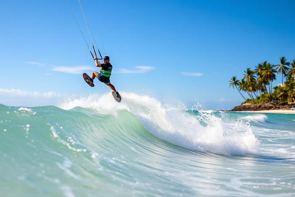 Kitesurfing na falach